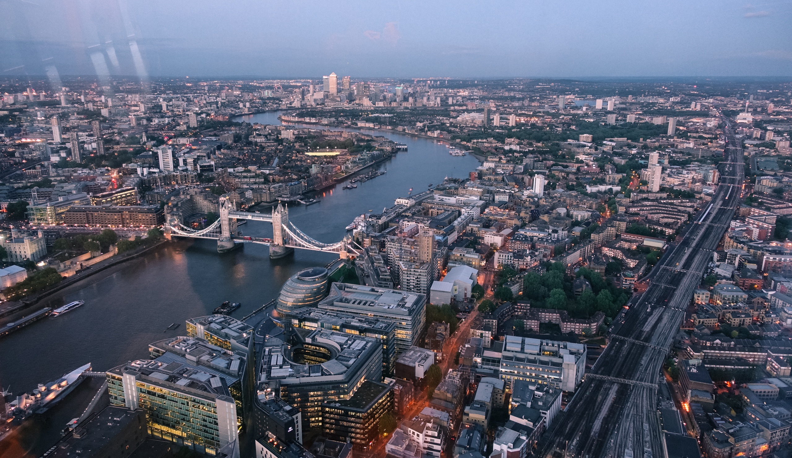 Tower Bridge view from the Shard at sunset