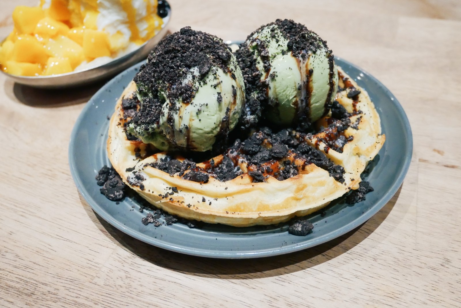 Grace Street green tea ice cream waffle